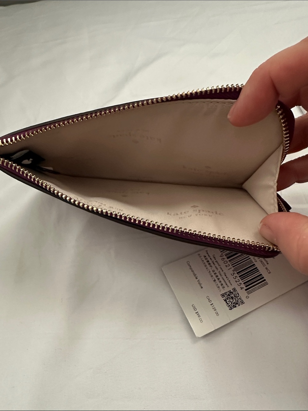 Kate Spade Lucy Small L-Zip Wristlet Dark Raspberry NWT - Picture 9 of 11